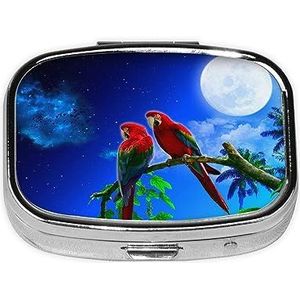 Mini vierkante pillendoos, medicijnorganizer, draagbare EHBO-doos, reispillendoos met 2 vakken, kleine pillendoos voor zak of portemonnee