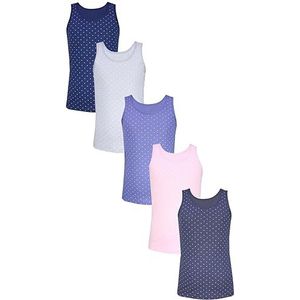 TupTam Meisjes Katoenen Onderhemd 5 Pack Tank Top Mouwloos Kinderen, erzchen Jeansblauw Roze Donkerblauw Grafietgrijs, 110-116