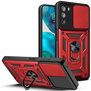 SNCLET for Motorola Moto G52 Cover Premium Fashion Bumper Case with Slide Camera Cover and Ring Kickstand Protection Hard PC Shockproof Cool Creative Phone Case for Motorola Moto G52,Red