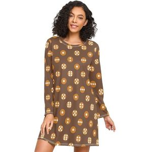 LI ZHI XIN Nachthemd voor dames, lange mouwen, nachthemd, nachthemden, slaapkleding, ronde hals, losse grote maten, nachtkleding, XXXL, dobbelsteenpatroon, Meerkleurig, S