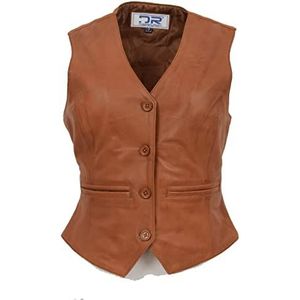 Divergent Retail DR212 Klassiek leren vest voor dames, bruin, bruin, 46 kort