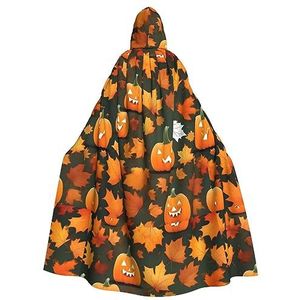 Bxzpzplj Happy Thanksgiving Day pompoen capuchon mantel voor mannen en vrouwen, volledige lengte Halloween maskerade cape kostuum, 185 cm