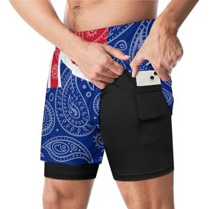 Paisley Kaaimaneilanden Vlag Grappige Zwembroek met Compressie Liner & Pocket Voor Mannen Board Zwemmen Sport Shorts