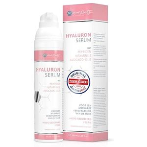Bio Hyaluron Serum 100ml - met Booster Avocado-olie, Peptiden en Vitamine E – vegan, hooggedoseerde anti-rimpel gezichtscrème voor ogen, hals en decolleté met crosslinked hyaluronzuur.