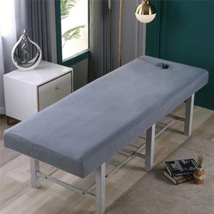 Salonbedlakenhoes SPA-massage, Elastische Wasbare Massagebedhoes Met Gezichtsgat, Zachte Wasbare SPA-massagetafelhanddoek For Schoonheidsbed En Tatoeagebed(Grey,190x80cm)