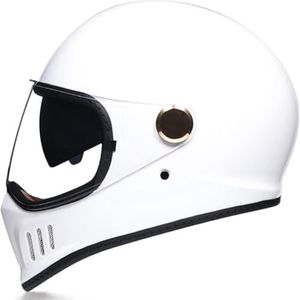 Vintage Full Face Motorhelmen voor Volwassenen Mannen Vrouwen DOT/ECE Goedgekeurd Dubbel Vizier voor Motorfiets Bromfiets ATV Scooter Klassieke Stijl Motorhelm C,XXL61-62CM