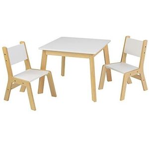 KidKraft 27025 witte, moderne houten tafel met 2 stoelen, voor kinderen. Meubels voor de kinderspeelkamer of slaapkamer