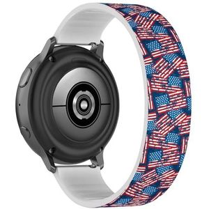 RYANUKA Solo Loop Strap Compatibel met Samsung Galaxy Watch 6 / Classic, Galaxy Watch 5 / PRO, Galaxy Watch 4 Classic (Distress Painted American Flag) Elastische siliconen band band accessoire,