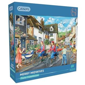Merry Midwives Legpuzzel met 1000 stukjes, nostalgische legpuzzel | duurzame puzzel voor volwassenen | premium 100% gerecycled bord | geweldig cadeau voor volwassenen | Gibsons Games
