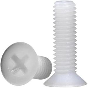 Schroeven, roestvrijstalen schroeven, 10 stuks zwart/witte nylon verzonken kop schroeven kunststof bouten