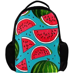 Zomer Fruit Watermeloen Cartoon Blauwe Rugzak voor vrouwen en man, School reizen werk Rugzak, Meerkleurig, 27.5x13x40cm, Rugzak Rugzakken
