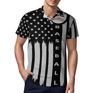 Honkbal met Amerikaanse vlag heren golf poloshirt zomer korte mouw T-shirt casual sneldrogende T-shirts S