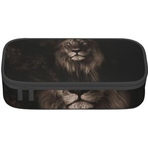 CMJSGG 3D Lion Fall, Etui, Potlood Pouch Grote Capaciteit Potlood Pen Case Cosmetische Tas, zoals afgebeeld, Eén maat, Tas Organizer