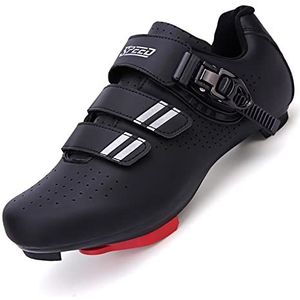 Unisex Fietsschoenen MTB Schoenen voor Heren Racefiets Schoenen Sportfiets Schoenen voor Heren Dames Compatibel SPD/SPD-SL A Zwart Wit 38EU