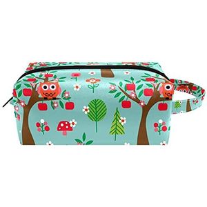 Lente Uilen en Bomen Cosmetische Organizer Pouch Vrouwen Opknoping Toilettas Meisje Draagbare Make-up Tassen