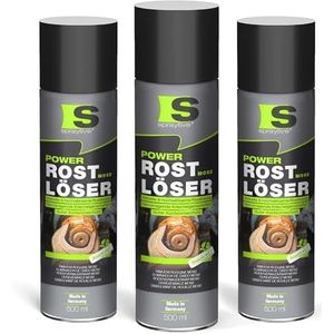 Spraytive 3 x 500 ml Power roestoplosser MoS2 Spray – zeer effectieve roestverwijderaar met vast smeermiddel – kruipbaar, wrijvingsarm, corrosiebeschermend – voor auto's, werkplaats en industrie