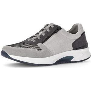 Pius Gabor Lage sneakers voor heren, lage schoenen, uitneembaar voetbed, gecertificeerd leer, Midgrey Lt Grey Combi 06, 45 EU