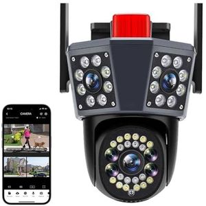 Bewakingscamera, 12MP 6K PTZ Drie Scherm Camera Buiten Drie Schermen Bescherming Auto Tracking Bewegingsdetectie Video Survalance IP Camera(Camera Add 128G SD)