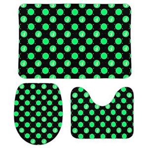 St. Patrick's Day groene stippen patroon badkamer tapijten set 3 stuks antislip badmatten wasbare douchematten vloermat sets 39,9 cm x 59,9 cm