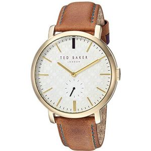 Ted Baker Mannen analoog quartz horloge met bruine band TE15193006, Wit, riem