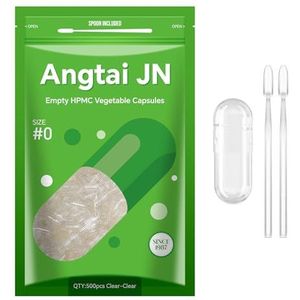 AngtaiJN Lege veganistische capsules, maat 0 heldere lege capsules om te vullen met 2 microlepels, doe-het-zelf lege capsules 0 compatibel met capsulevuller maat 0, 500 stuks