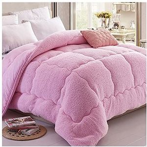 RRNAR Winter Warm quilt/quilt, Super Zacht Dekbed Twin size, Dik Dekbed, Dikke Lams Cashmere Deken Winter Zacht Warm Bed Quilt, Voor Alle Seizoenen, Roze, 180x220cm (3kg)