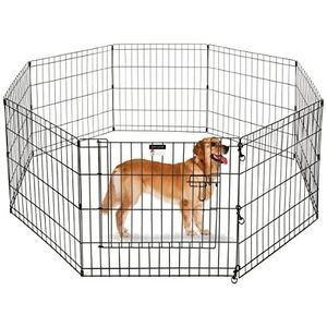 Puppybox - Opvouwbare metalen oefenbehuizing met acht panelen van 24 inch - omheining voor binnen en buiten voor honden, katten of kleine dieren van PETMAKER