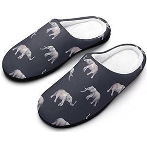 Aquarel Olifant Katoenen Slippers Voor Vrouwen Warme Anti-Slip Rubber Zool Huis Schoenen Voor Indoor Hotel 7-8 (39-40)