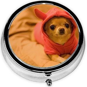 Fun Dog Pill Box 3 Compartiment Kleine Pil Case voor Pocket & Portemonnee, Draagbare Reizen Pil Organizer Houder