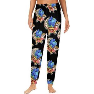 Bold Gecko Damespyjama, loungebroek, elastische tailleband, nachtkleding, broekje, print
