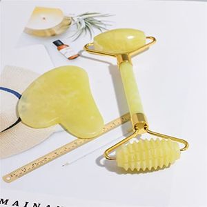 Gezichtsmassager Natuurlijke Jade Steen Roller Gua Sha Board Set Behandeling voor Huid Lifting Verwijderen Rimpels Schoonheid Massage Tool 1Pcs