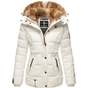 Marikoo B658 Winterjas, voor dames, warm, gewatteerd, met imitatiebont, wit, XL