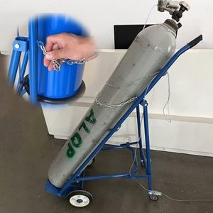VAYEODEYU Zuurstofcilinderrek, Zuurstofcilinderrek, opvouwbare zuurstoftankwagen met 2 steunwielen, Stikstofcilinderwagen met beschermende ketting, zuurstof opbergrek