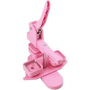 Driekleurige vierkante koelkastbadgemachine 50x50mm Geschikt for het maken van koelkastmagneten/badgespelden Voor doe-het-zelfproductie(Pink Set)