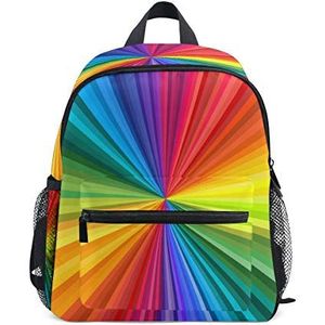 RXYY Kids Rugzakken Abstract Regenboog Kleur Swirl Schouder Reizen Peuter School Tas Rugzak met Borstriem voor Meisjes Jongens