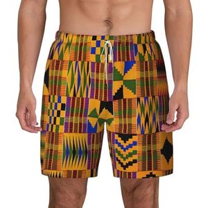 YJxoZH Afrikaanse Weven Print Heren Zwembroek Board Shorts Surfen Elastische Strand Shorts,Sneldrogende Zwemshorts, Wit, XXL