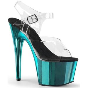 WDUDSUDUW 7.9In flitsende platform transparante stiletto zeer hoge hakken sandalen/pooldansende model catwalk sandalen met hoge hakken met hoge hakken,Blauw,40.5 EU