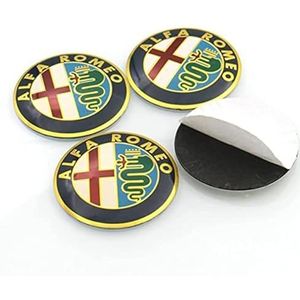 SJZZJMZ 4 stuks auto wielnaafdoppen voor Alfa Romeo 56mm auto wielnaafdoppen vervangende naafdoppen stickers B