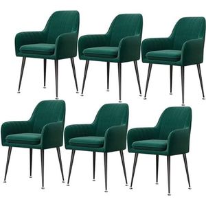 GEIRONV Fluwelen zitting eetkamerstoelen set van 6, for restaurant vergaderzaal stoelen met rugleuning en gewatteerde zitting keukenstoelen metalen poten fauteuil Eetstoelen (Color : Green, Size : B
