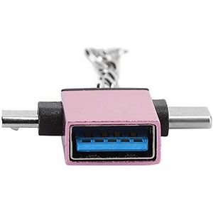 OTG-converter, OTG-converter, 2-in-1, USB-interface, universeel, USB-flash-disk, tablet-pc voor USB-apparaten (roségoud met ketting)