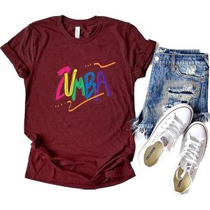 keephen Zumba T-Shirt voor Vrouwen Gedrukt Korte Mouwen Casual Top voor 2023 Zumba Lessen Dance Fitness Training, # 1, XXL
