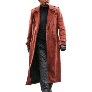 A&M Express Heren reverskraag volledige lengte lange mouwen jassen - mode trenchcoat winter warm gaming kostuum hoodie bovenkleding, Rood, 3XL