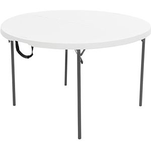 Lifetime 280064 Ronde bureautafel, in hoogte verstelbaar, tot de helft inklapbaar, 4 poten (1,2 m), granietwit, wit