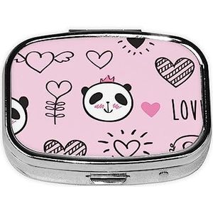 Roze Panda Patroon Pil Doos Metalen Pil Organizer Case Draagbare Pil Doos Voor Pocket of Portemonnee Decoratieve Geneeskunde Organizer Vitamine Container