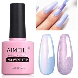 AIMEILI Glitter Top Coat Gel Polish, Clear UV LED Soak Off, Hoogglans Glanzende Afwerking, Langdurig, 10ml