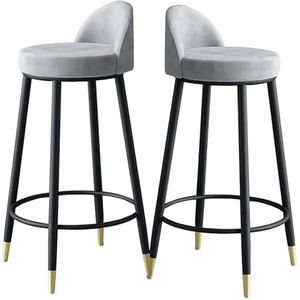 Barkrukken Ergonomische barkrukken set van 2, met fluweel beklede stoelen op tegenhoogte, comfortabele zitting for keukeneetkamer, grijze krukken Meubilair (Size : 65CM)