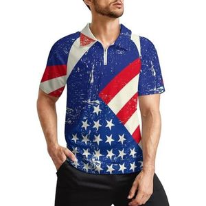 USA En Nederland Grunge Vlag Heren Golf Polo Shirts Klassieke Fit Korte Mouw T-Shirt Gedrukt Casual Sportkleding Top 3XL