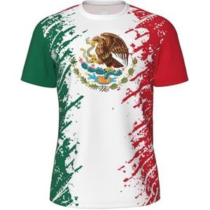 PELNYC Mexico Vlag Graan Mannen Mesh T-Shirt 3D Volledige Print voor Voetbal Running Sport Jersey Shirts, Meerkleurig, M