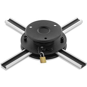 deleyCON Universele Beamer Projector Plafondsteun +-15° Kantelbaar - 360° Draaibaar - tot 20 Kg - Plafondafstand Slechts 62mm - Variabel - Zwart
