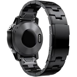 Fit for Garmin 22mm 26mm Quick Fit Titanium Metalen Horlogeband Armband for Fenix ​​7X 7 6X Pro 5X Plus/Instinct/Epix Band Polsband (Color : Black, Size : 26mm)